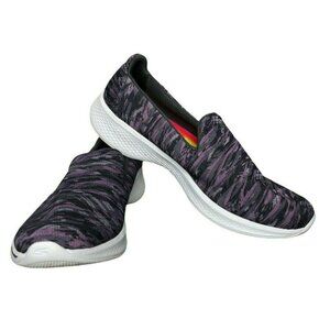 Skechers Goga Max Slip On Loafer Shoes Womens 9.5 Purple Gray Flats Comfort